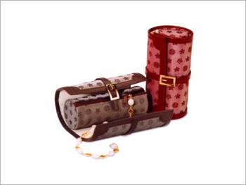 Jewelry Boxes - Leather and Fabric Variable Dimensions Brown | Zipper and Clasp Closure Velvet and Satin Interior Durable and Portable Design