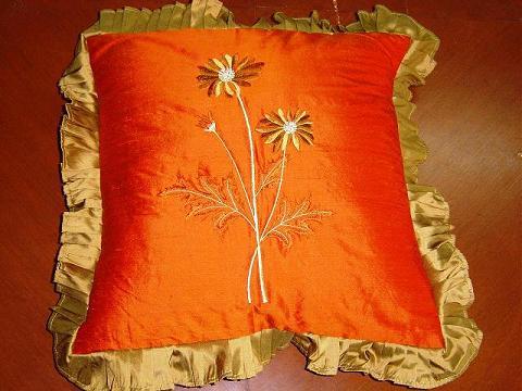 Silk Embroidered cushion cover