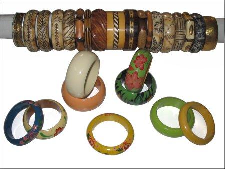 Wooden, Brass, Bone, Horn & Painted Bangles.