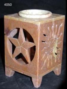Marble Handicraft - Soapstone 4x4x4 inches Brown | Hand-Carved Elegant Design Aromatic Diffusion Durable Material