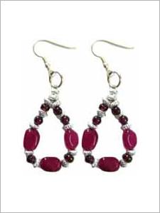 Ear Ring - Gemstone Metal, 20x15 mm, Burgundy | Elegant Design, Durable Material, Easy to Wear