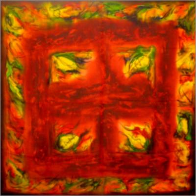 100% Silk, Maroon Red, Hand Print
