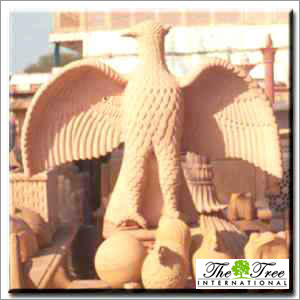 Eagle made of Sandstone - Teak Wood