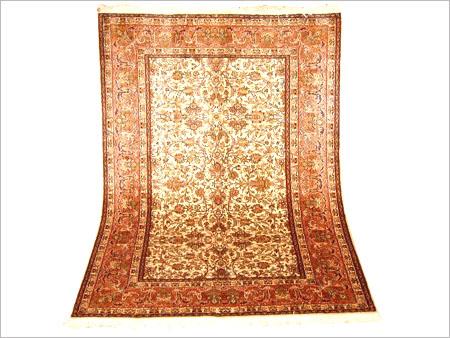 Silk Carpet - Silk Material, Variable Dimensions, Beige Color | Adds Luxury, Durable, Easy Cleaning, Elegant Design, Soft Texture, High Knot Density, 10-15mm Pile Height