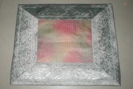 Silk Cushion Cover - 16x16 Inches, Silver | Embossed Pattern, Zipper Closure, Soft Feel, Durable Fabric
