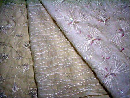 Hand Embroidered Silk Fabric