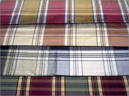 Dupion Corded Checks Silk Fabric