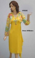 Cocktail Dress - Cotton, Customizable Sizes, Yellow, Knee-Length | Comfortable Cotton, Full Sleeves, Elegant Style, Embroidered, Summer Wear, Versatile Design