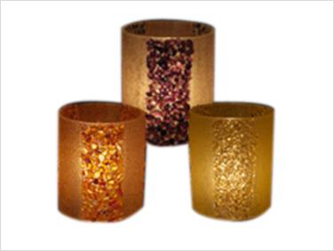 TEALIGHT SHADES - Glass with 200+ Carats Gemstone Accents, Heat Resistant, Romantic Lighting