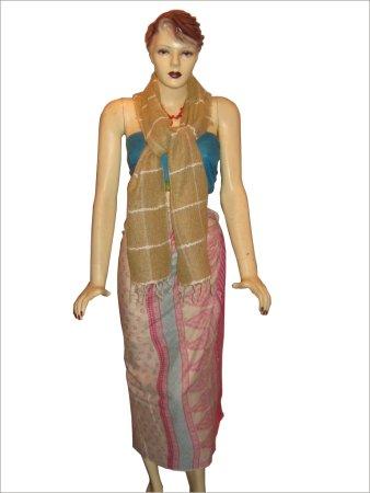 Scarves, Stoles, Pareos & Made-ups - Silk Blend 70x15 Inch Beige | Soft Fabric, Stylish Design, Versatile Use, Durable Material