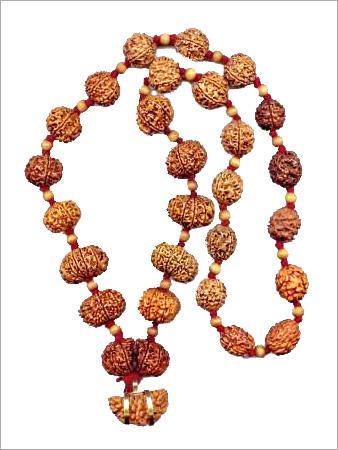 Special Siddh Mala Sand - Wool & Sandalwood Beads, 28 Beads | 1 Mukhi Gold Capped, Handcrafted Wool Thread