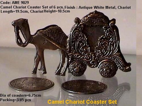 Camel Chariot Metal Coaster Set