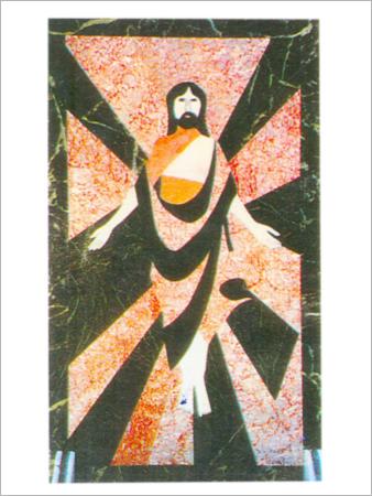 Stone Handicrafts - Polished Stone, 12x18 Inches, Multicolor | Intricate Details, Unique Design, Religious Theme, Collectible Item