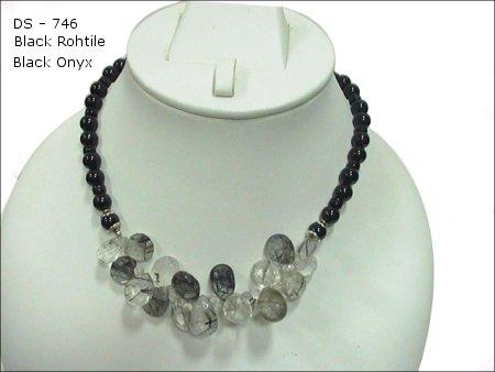 Beaded Semi Precious & Silver Necklace