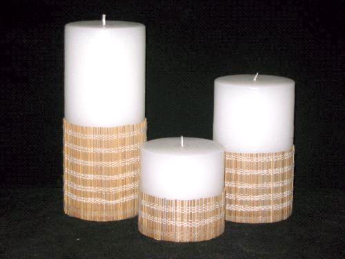 Pillar Candles with Bamboo Jacket