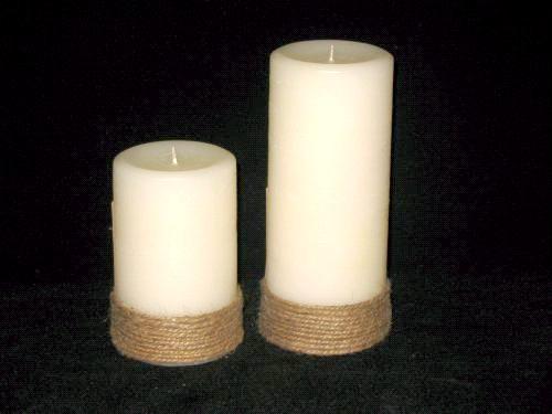 Pillar Candles with Jute Rope