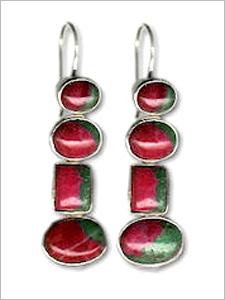 Silver multi shade ruby colet earring