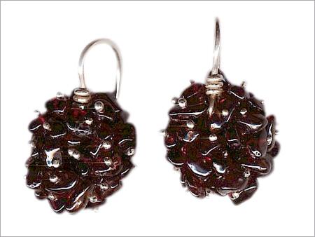 Silver garnet cluster ear rings