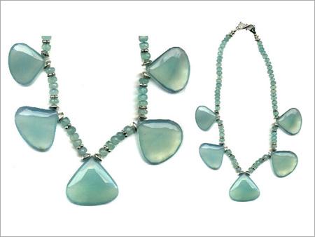 Silver blue chalcedony necklace