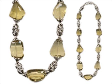 Silver lemon tumble necklace