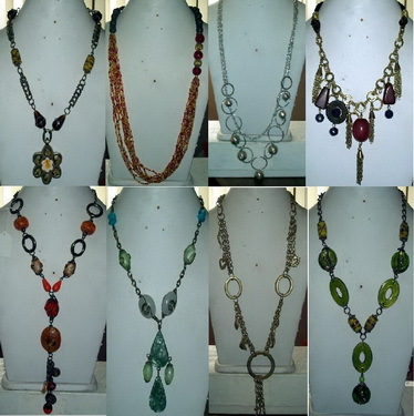 Glass bead, metal necklaces