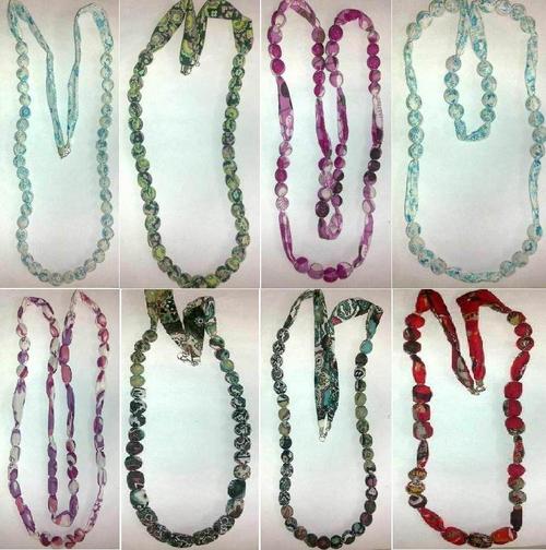 Fabric Jewelry - Fabric, Glass Beads 16-18 Inches, Multicolor | Stylish Lightweight Versatile Accessory