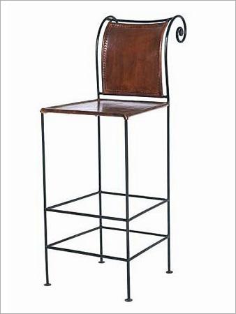 Leather Wrought Iron Bar Stool