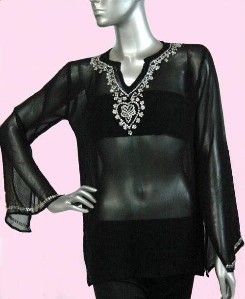 Classy Georgette Top With Beads & Tickly Work