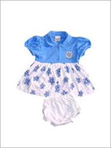 Baby Garments - Cotton Blend, 16 Inches, Blue | Soft Fabric, Floral Pattern, Button Closure, Comfortable Fit