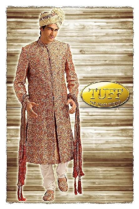 Satin Brocade Sherwani with all over Work Of Neem Zari and Kaddana