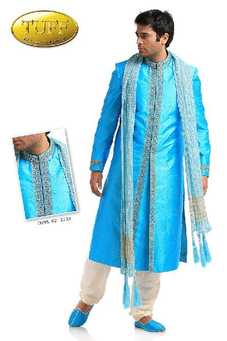 Raw Silk Fabric Sherwani