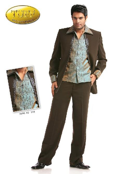 Plain Fabric Suit with Imported Shimmer Jacket Inside