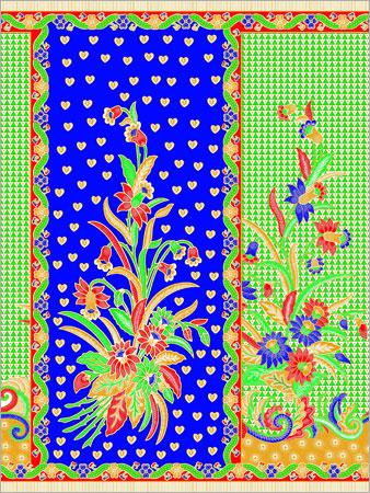 Designer Floral Pallu Printed Fabric