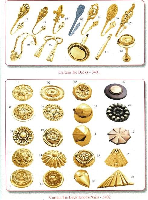 Brsss - Curtain Tie Backs Knobs & Nails