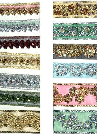Ribbons & Laces - Polyester Beaded Embroidered Rolls, Gold | Elegant Design, Durable, Versatile
