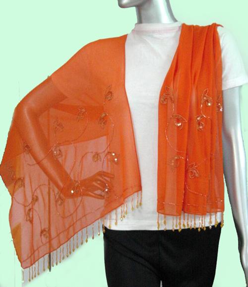 Georgette Stole With Bead Work