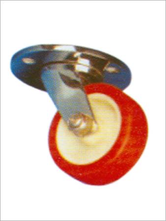 Polyurethane wheel on round flange swivel castor