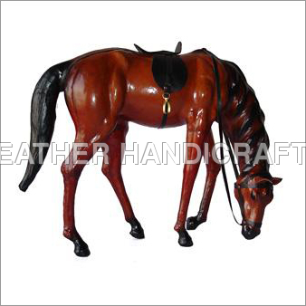 Stuffed Leather Grazing Horse