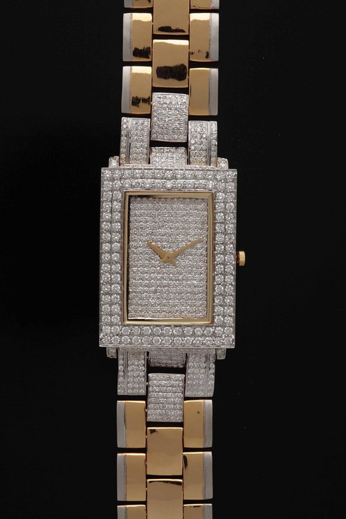 Gent's Watch With Diam Dial & Gold Belt