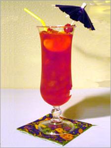 Beverages (Alcoholic & Non-alcoholic) - 12 oz Red, Hurricane Glass | Refreshing Taste, Unique Recipe, Cherry & Lemon Garnish, Paper Umbrella