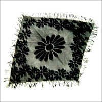 Polyester Scarves - Floral Pattern, Black Color With Decorative Fringe | Hand Washable, Customizable Design