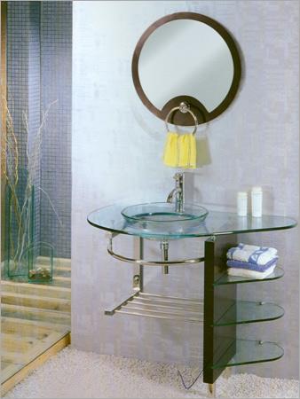Glass Washbasin with Mirror