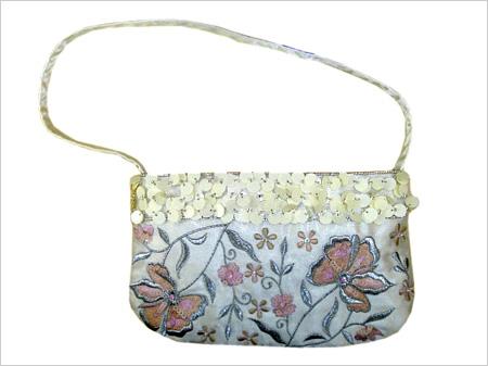 Satin Embroidered Beaded Bag