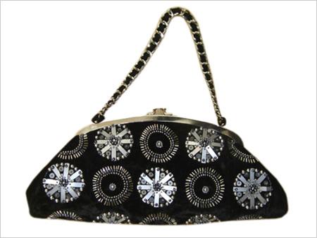Velvet Beaded Frame Bag