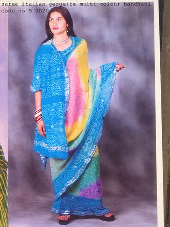 Traditional bandhani multi colour saree