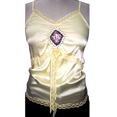 SATIN BLOUSE WITH EMBROIDERY