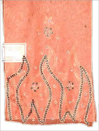 Scarves & Stoles - Silk 70x180 cm Peach | Soft Texture Beaded Embellishments Lightweight Durable