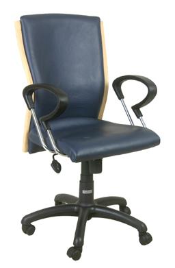 Medium Back Executive Chair - Polyurethane Seat & Back, Chrome Rod Armrest, Nylon Base | Pneumatic Height Adjustment, Synchronous Tilt, Ergonomic Support