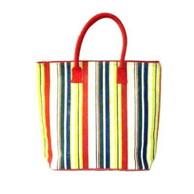 Striped Jute Tote Bag