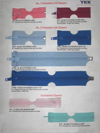 Polyester Coil and Concealed Zipper